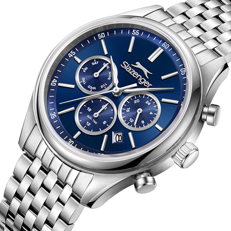 Slazenger SL.09.2487.2.04 Quartz Çelik Gri Lacivert Kadran 41 mm Erkek Kol Saati