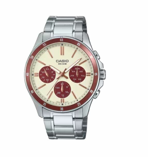 Casio MTP-1374D-5A2VDF Quartz Çelik Gri Krem Kadran 44 mm Erkek Kol Saati