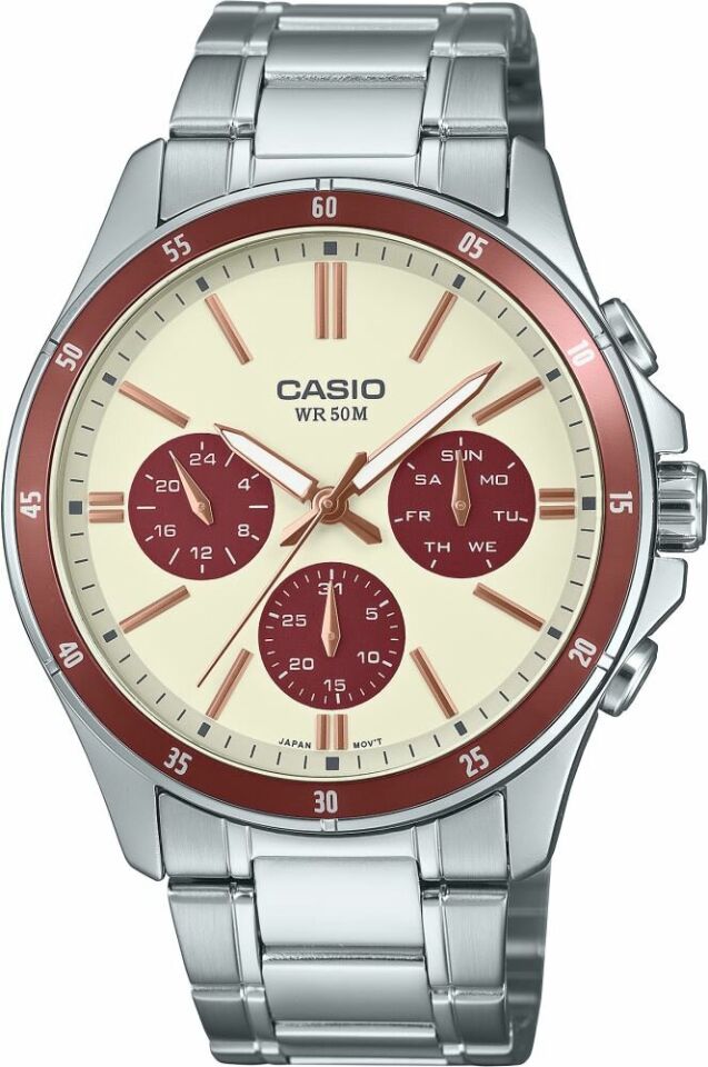 Casio MTP-1374D-5A2VDF Quartz Çelik Gri Krem Kadran 44 mm Erkek Kol Saati