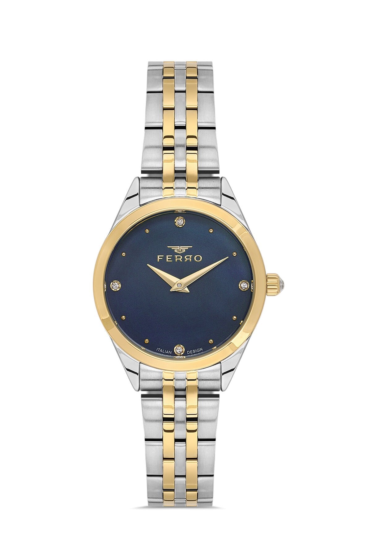 Ferro Sarı Çelik Kordon Kadın Kol Saati FL40141A-D3 3ATM Su Geçirmez 2 Yıl Garantili HediyePaketli