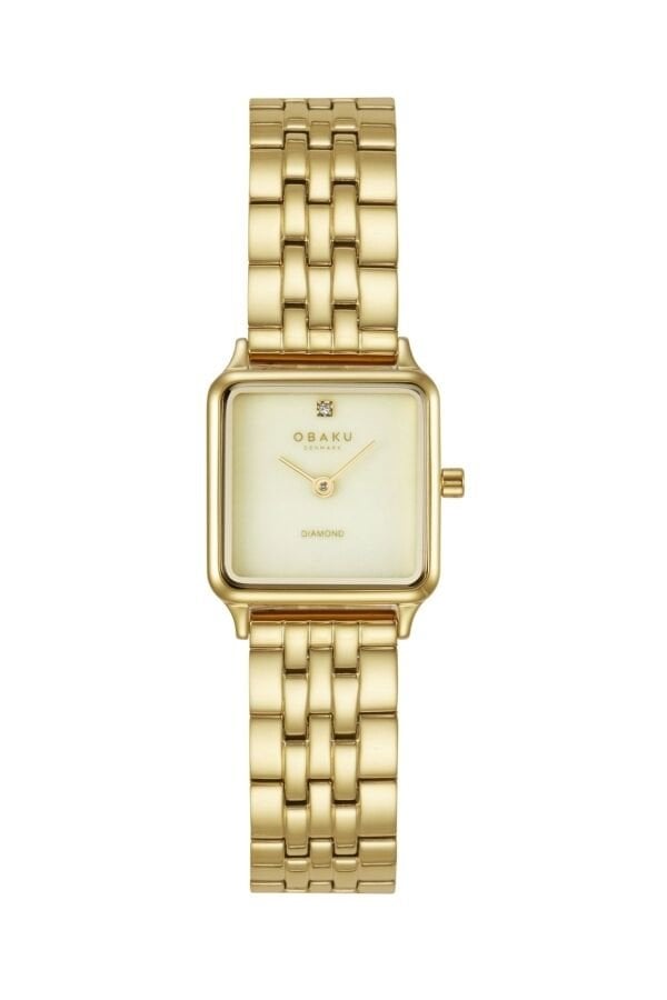 Obaku Denmark V301LXGGSG Quartz Çelik Altın Rengi Beyaz Kadran Safir Cam 23 mm Kadın Kol Saati