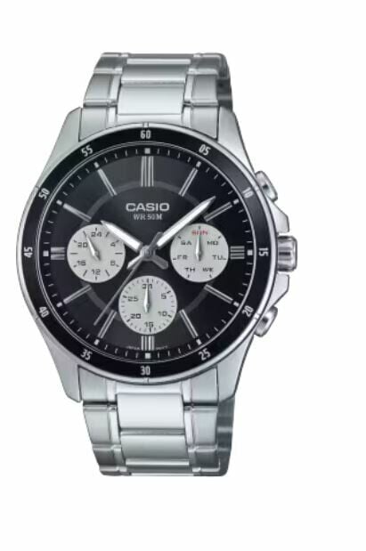Casio MTP-1374D-1A3VDF Quartz Çelik Gri Siyah Kadran 44 mm Erkek Kol Saati