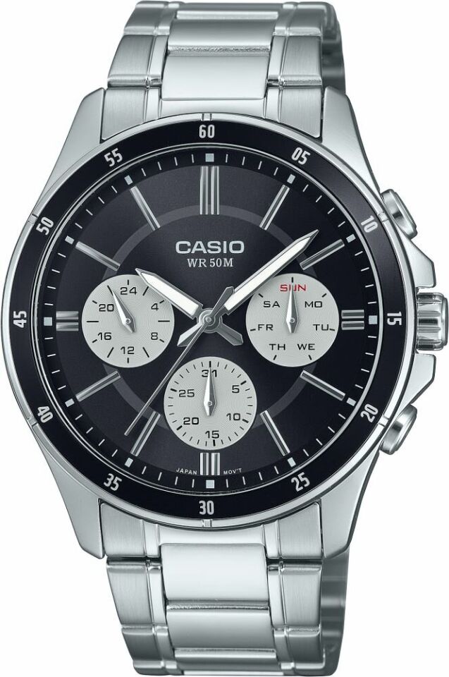 Casio MTP-1374D-1A3VDF Quartz Çelik Gri Siyah Kadran 44 mm Erkek Kol Saati