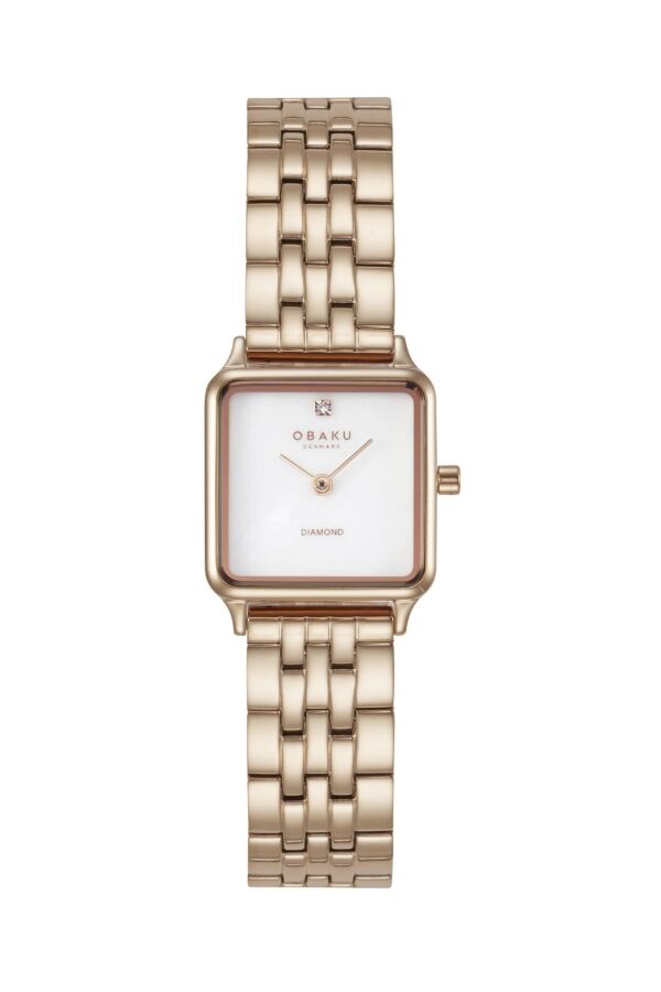 Obaku Denmark V301LXVWSV Quartz Çelik Rose Beyaz Kadran Safir cam 23 mm Kadın Kol Saati