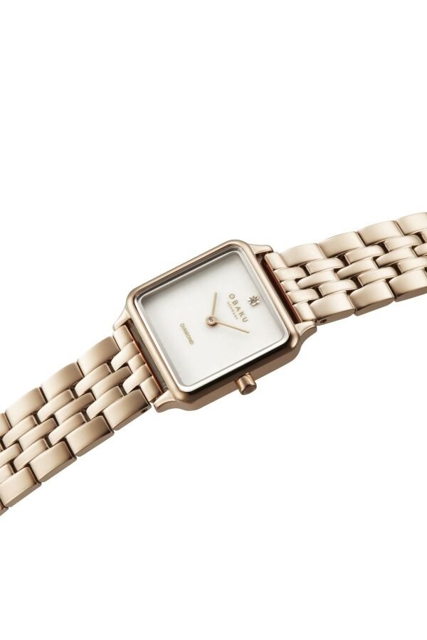 Obaku Denmark V301LXVWSV Quartz Çelik Rose Beyaz Kadran Safir cam 23 mm Kadın Kol Saati