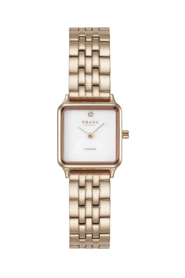 Obaku Denmark V301LXVWSV Quartz Çelik Rose Beyaz Kadran Safir cam 23 mm Kadın Kol Saati