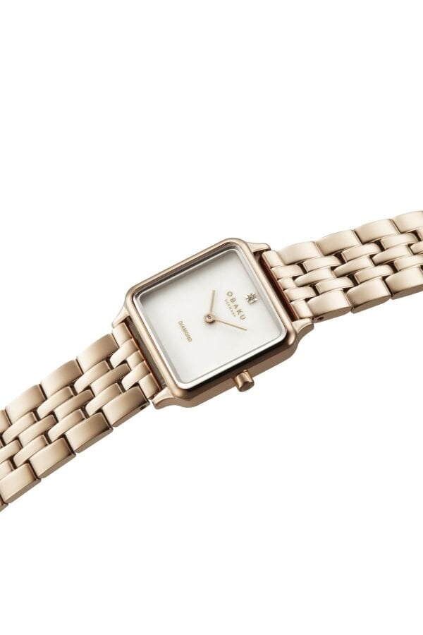 Obaku Denmark V301LXVWSV Quartz Çelik Rose Beyaz Kadran Safir cam 23 mm Kadın Kol Saati