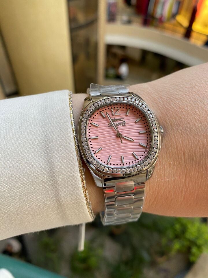 Slazenger SL.09.2238.3.09 Quartz Çelik Gri Pembe Kadran 34 mm Kadın Kol Saati
