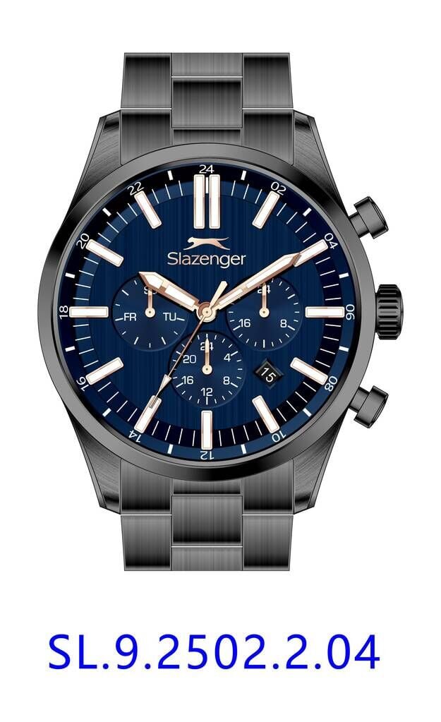 Slazenger SL.09.2502.2.04 Quartz Çelik Gri Lacivert Kadran 43 mm Erkek Kol Saati