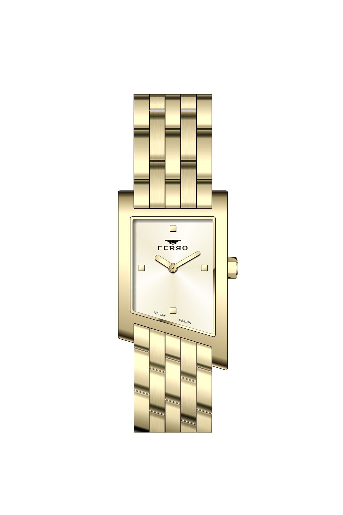 Ferro Sarı Çelik Kordon Kadın Kol Saati FL21771AWT-B4 3ATM Su Geçirmez 2 Yıl Garantili HediyePaketli