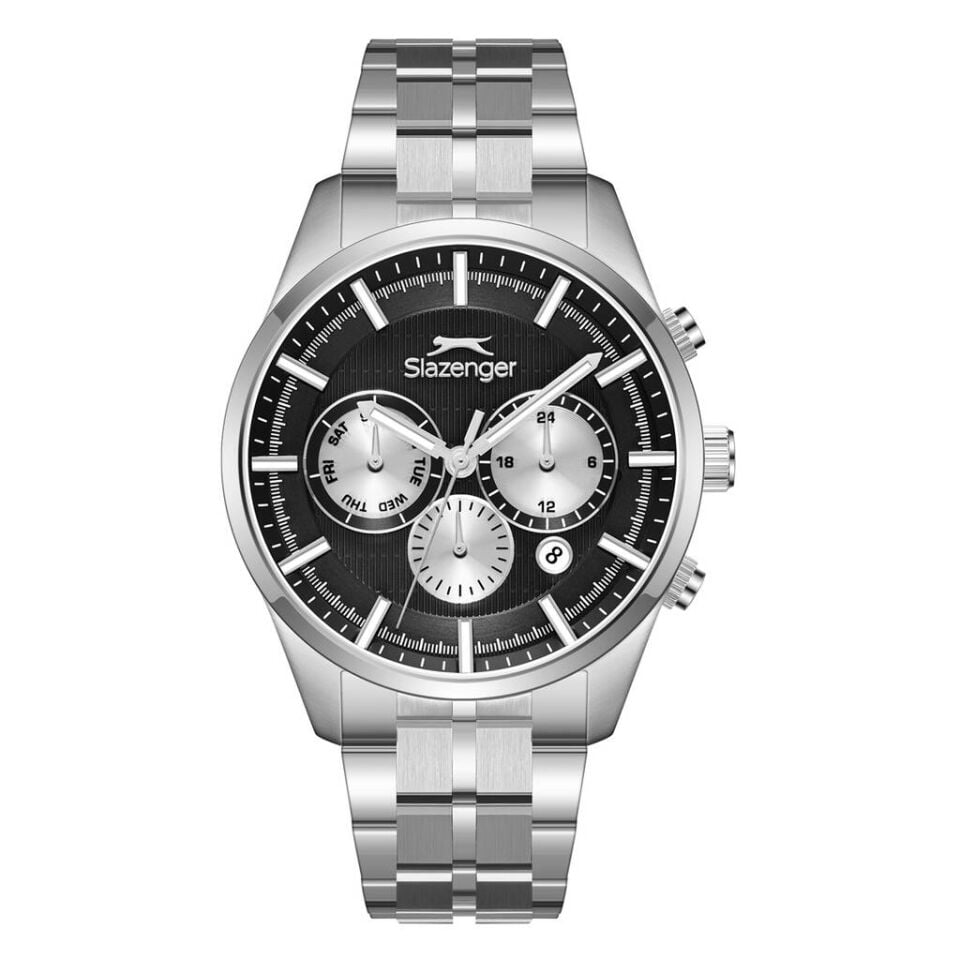 Slazenger SL.09.2483.2.01 Quartz Çelik Gri Siyah Kadran 42 mm Erkek Kol Saati