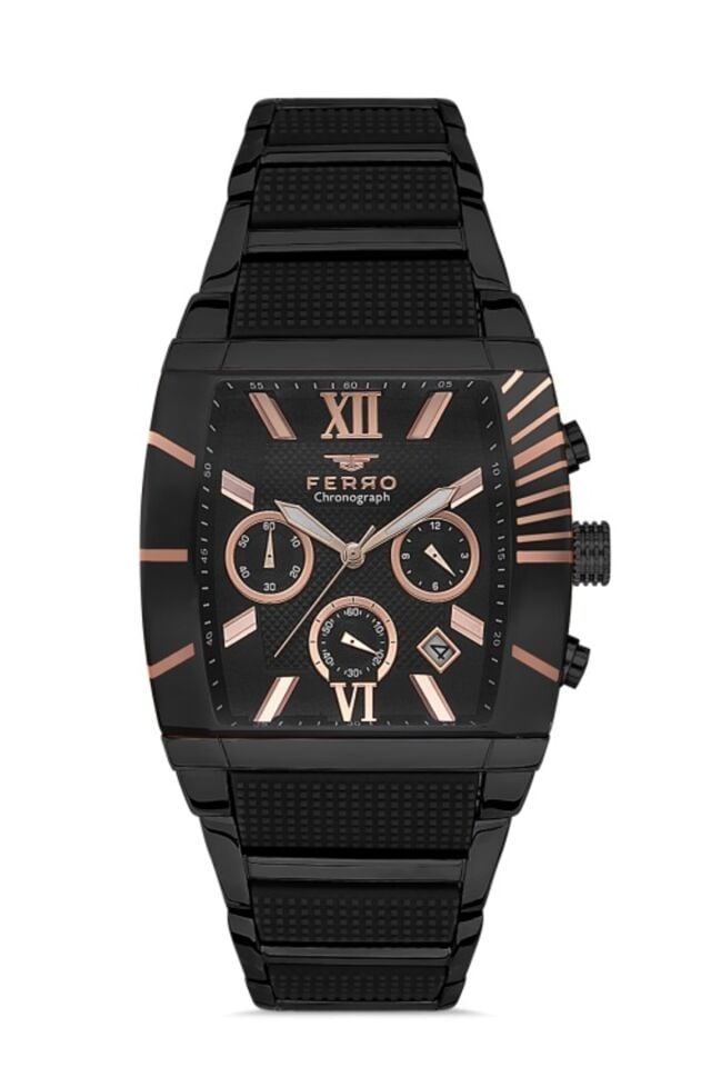 Ferro FM31266A-G Quartz Çelik Siyah 40 mm Erkek Kol Saati
