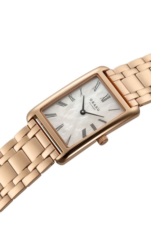 Obaku Denmark V311LXVWSV Quartz Çelik Rose Beyaz Kadran 24 mm Kadın Kol Saati