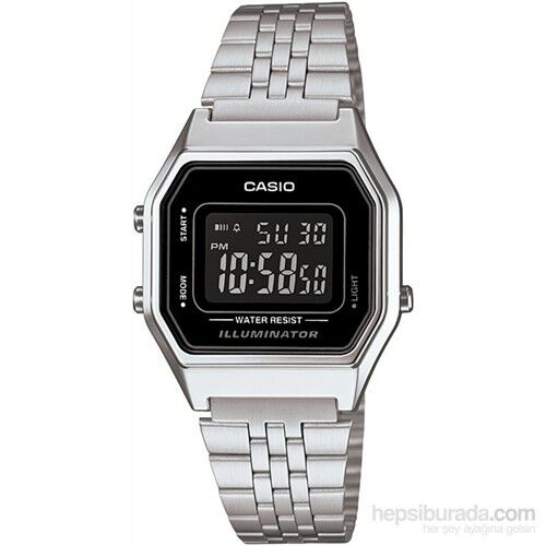 Casio LA680WA-1BDF Retro Quartz Çelik Gri Siyah Kadran 29 mm Kadın Kol Saati