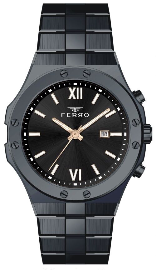 Ferro Siyah Çelik Kordon Erkek Kol Saati F11357A-G 3 ATM Su Geçirmez 2 Yıl Garantili Hediye Paketli