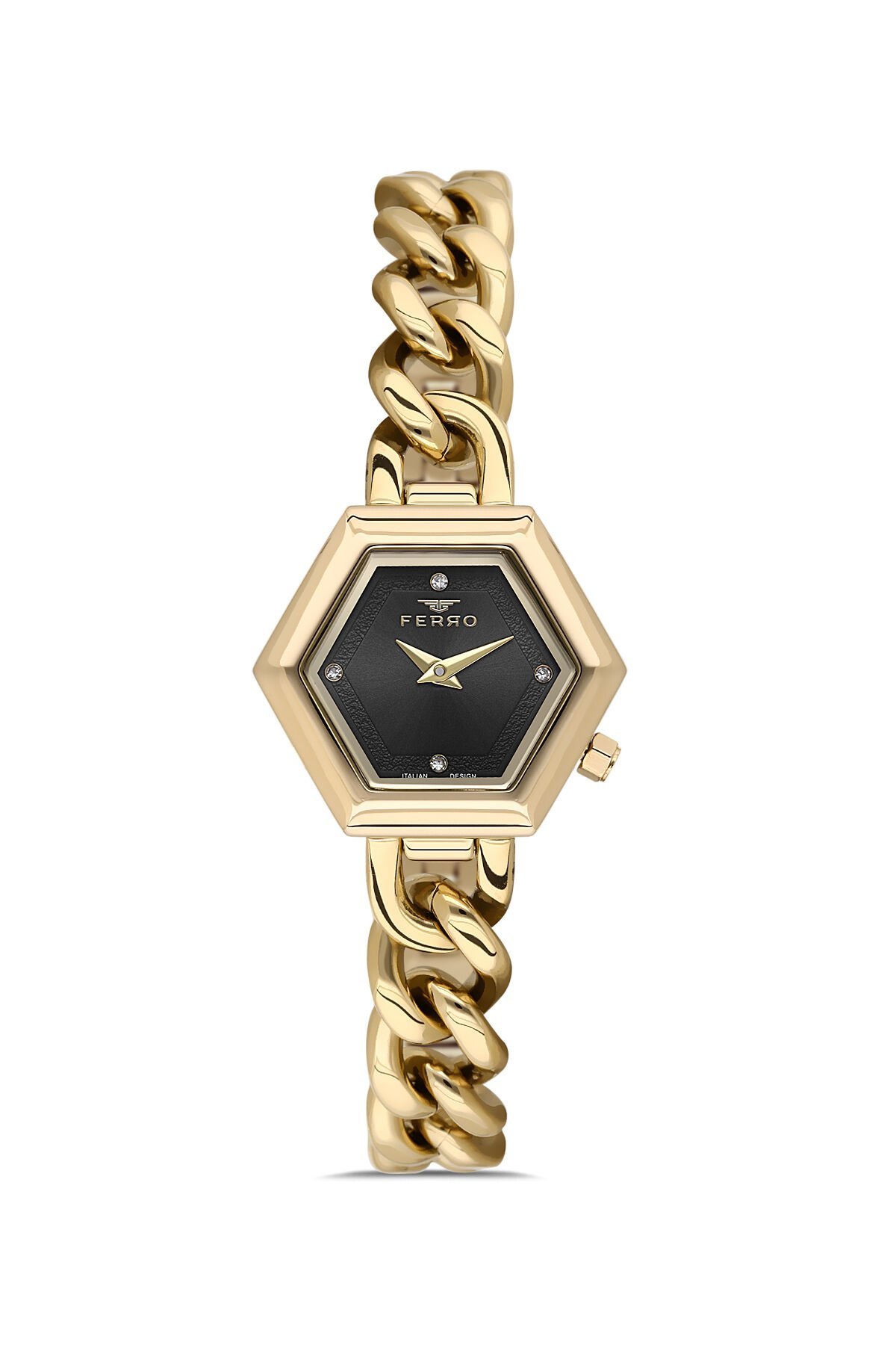 Ferro Sarı Çelik Kordon Kadın Kol Saati FL40144A-B2 3ATM Su Geçirmez 2 Yıl Garantili HediyePaketli