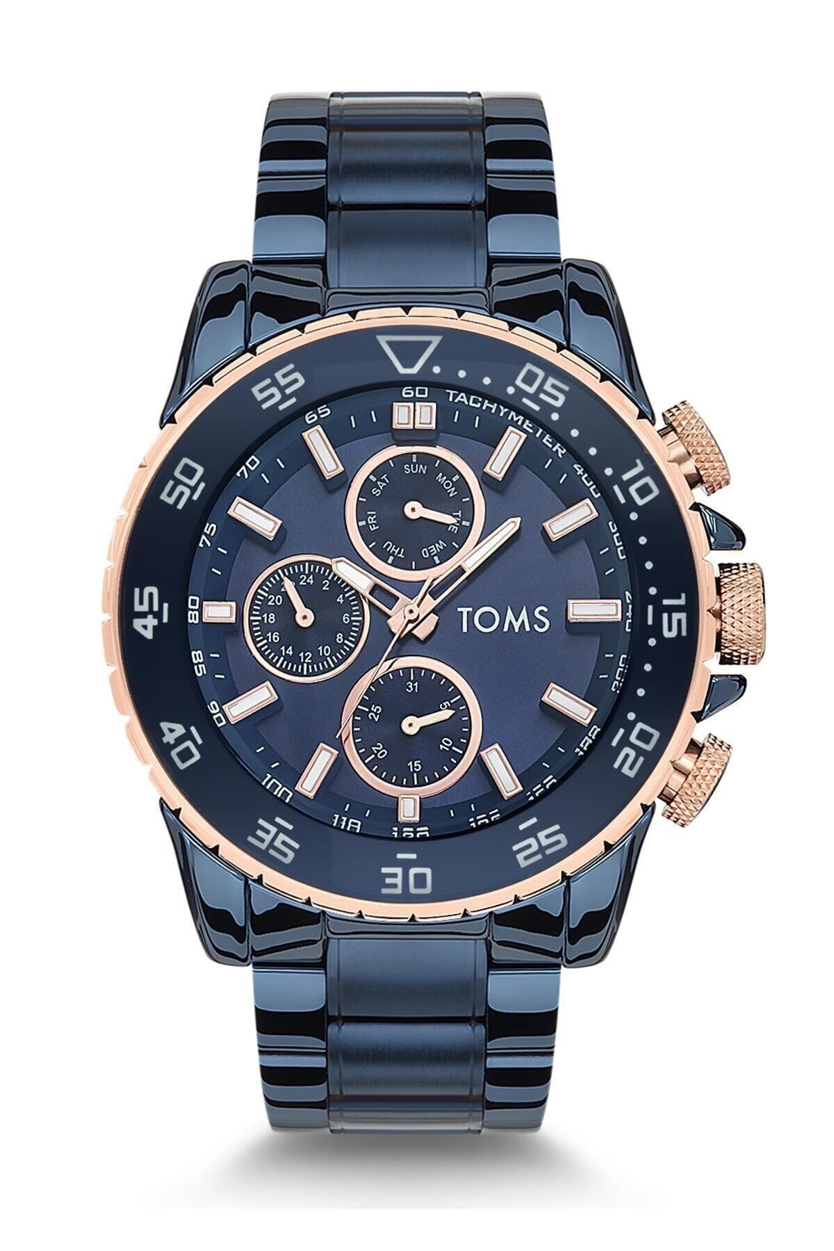 Toms Tm1542a-908-t 48 mm Lacivert Çelik  Erkek Kol Saati