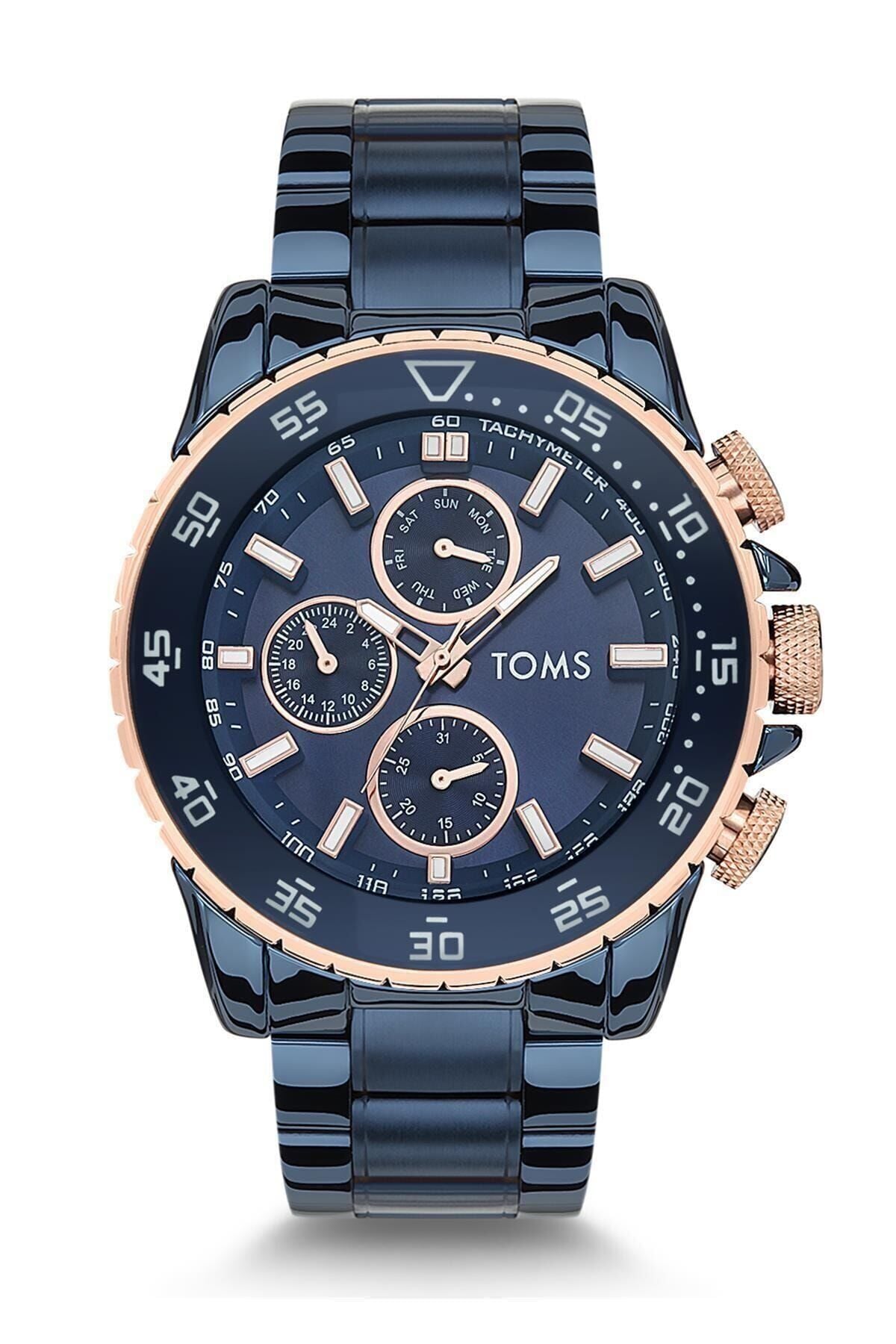 Toms Tm1542a-908-t 48 mm Lacivert Çelik  Erkek Kol Saati