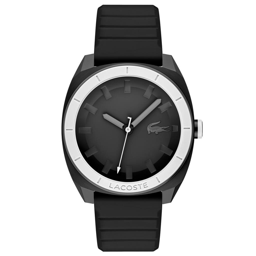 Lacoste 2011259 43 mm Siyah Silikon Kordon Erkek Kol Saati