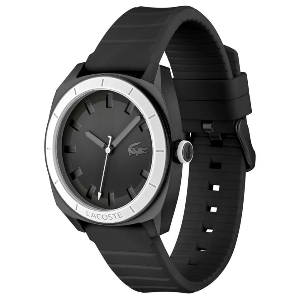 Lacoste 2011259 43 mm Siyah Silikon Kordon Erkek Kol Saati