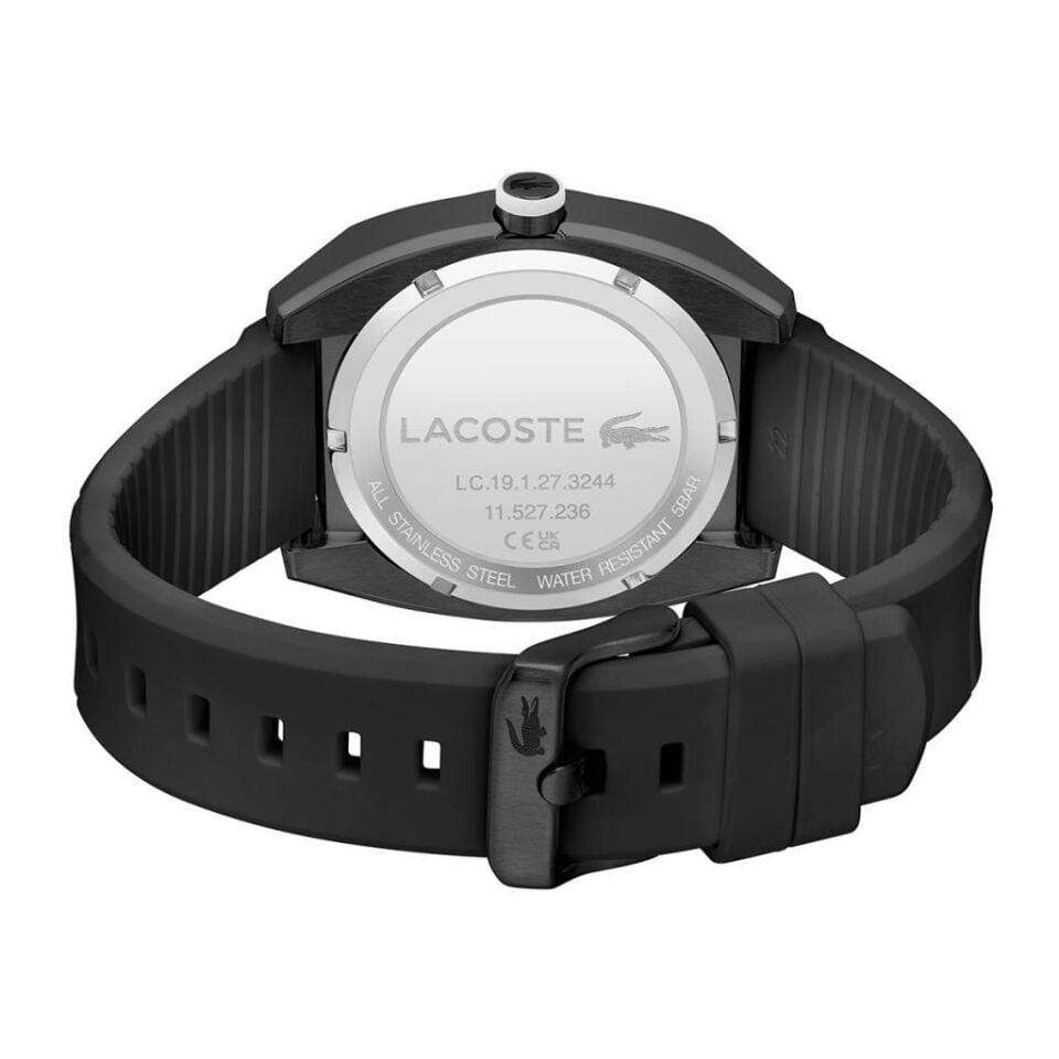 Lacoste 2011259 43 mm Siyah Silikon Kordon Erkek Kol Saati