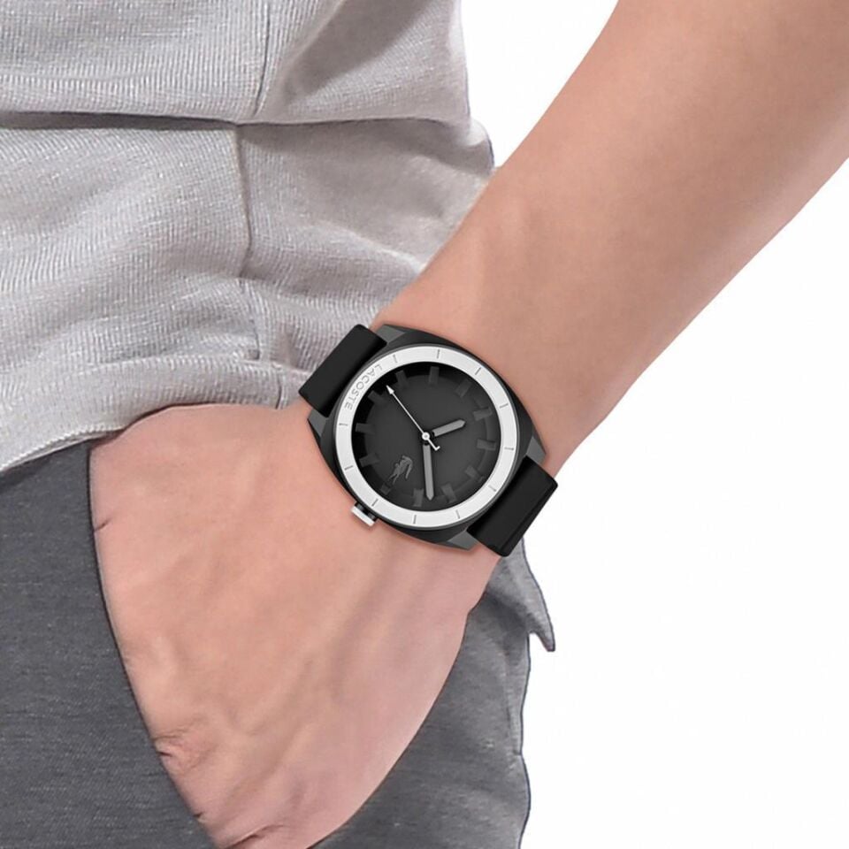 Lacoste 2011259 43 mm Siyah Silikon Kordon Erkek Kol Saati