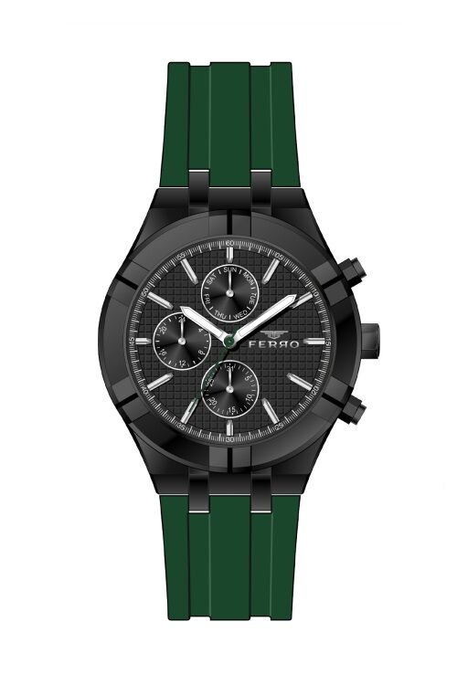 Ferro Yeşil Çelik Kordon Erkek Kol Saati FM11378D-ZQ2 Fonksiyonları Aktif 3ATM Su Geçirmez