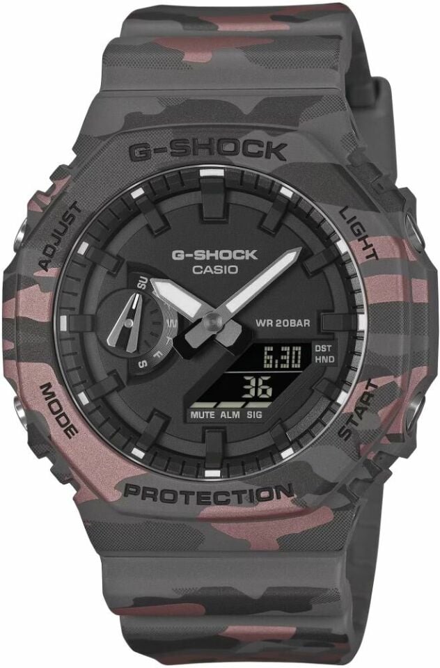 Casio GA-2100CM-8ADR Quartz Silikon BiColor 20 ATM 45 mm Erkek Kol Saati