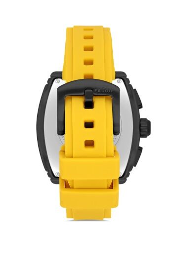 Ferro Sarı Silikon Kordon Erkek Kol Saati FM11351D-ZN Fonksiyonları Aktif 3ATM Su Geçirmez