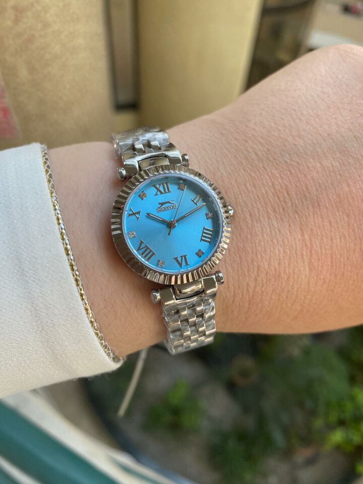 Slazenger SL.09.2140.3.07 Quartz Çelik Metalik Gri Mavi Kadran 26 mm Kadın Kol Saati
