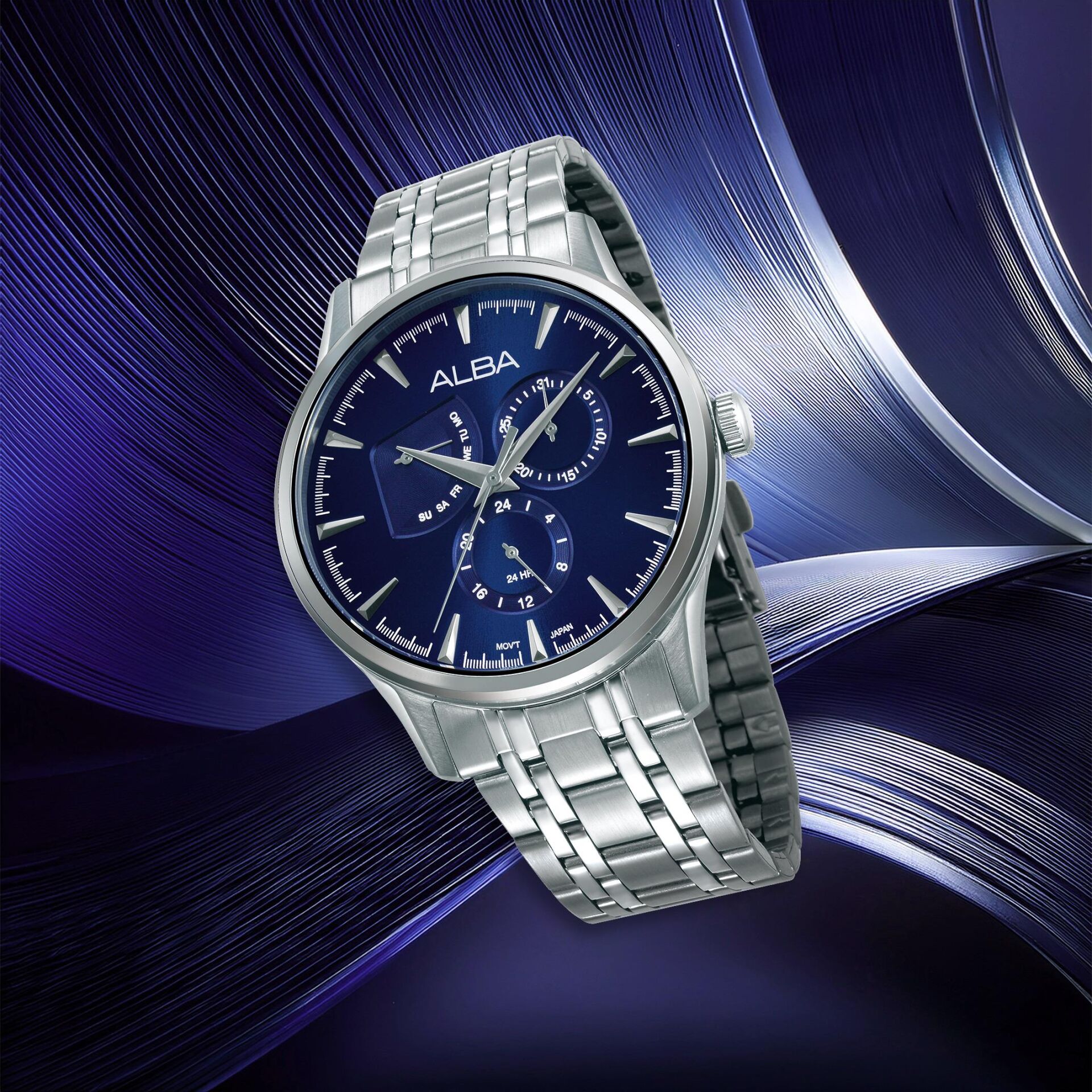 Alba AZ8015X1 Quartz Çelik Gri Lacivert Kadran 42 mm Erkek Kol Saati
