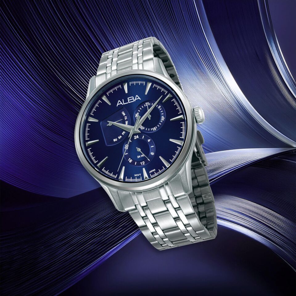 Alba AZ8015X1 Quartz Çelik Gri Lacivert Kadran 42 mm Erkek Kol Saati