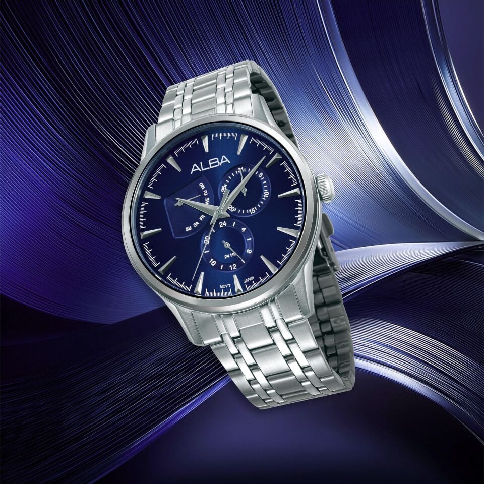 Alba AZ8015X1 Quartz Çelik Gri Lacivert Kadran 42 mm Erkek Kol Saati