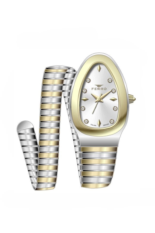 Ferro Sarı ve Gümüş Çelik Kordon Kadın Kol Saati FL40165A-D 3ATM Su Geçirmez 2 Yıl Garantili