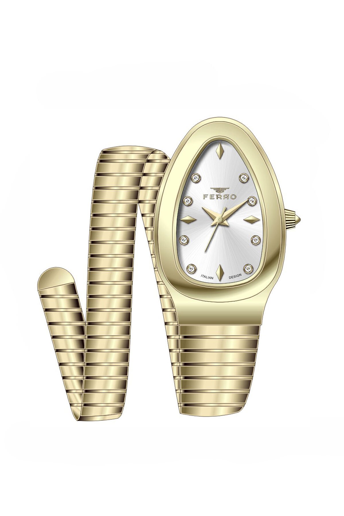 Ferro Sarı Çelik Kordon Kadın Kol Saati FL40165A-B 3ATM Su Geçirmez 2 Yıl Garantili HediyePaketli