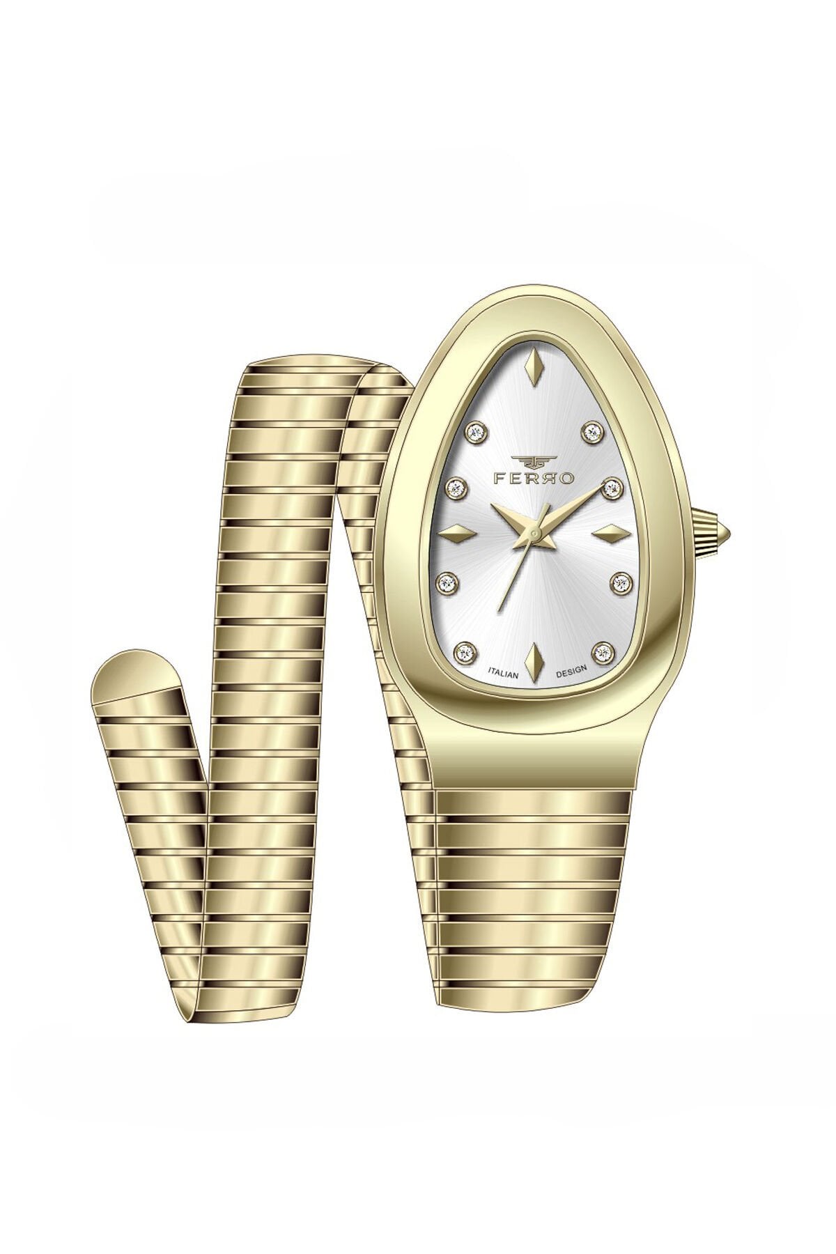 Ferro Sarı Çelik Kordon Kadın Kol Saati FL40165A-B 3ATM Su Geçirmez 2 Yıl Garantili HediyePaketli