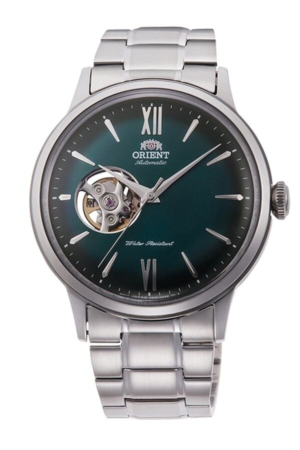 Orient Bambino RA-AG0026E30B Kurmalı Otomatik Çelik Gri Yeşil Kadran Open Heart 41 mm Erkek Kol Saati