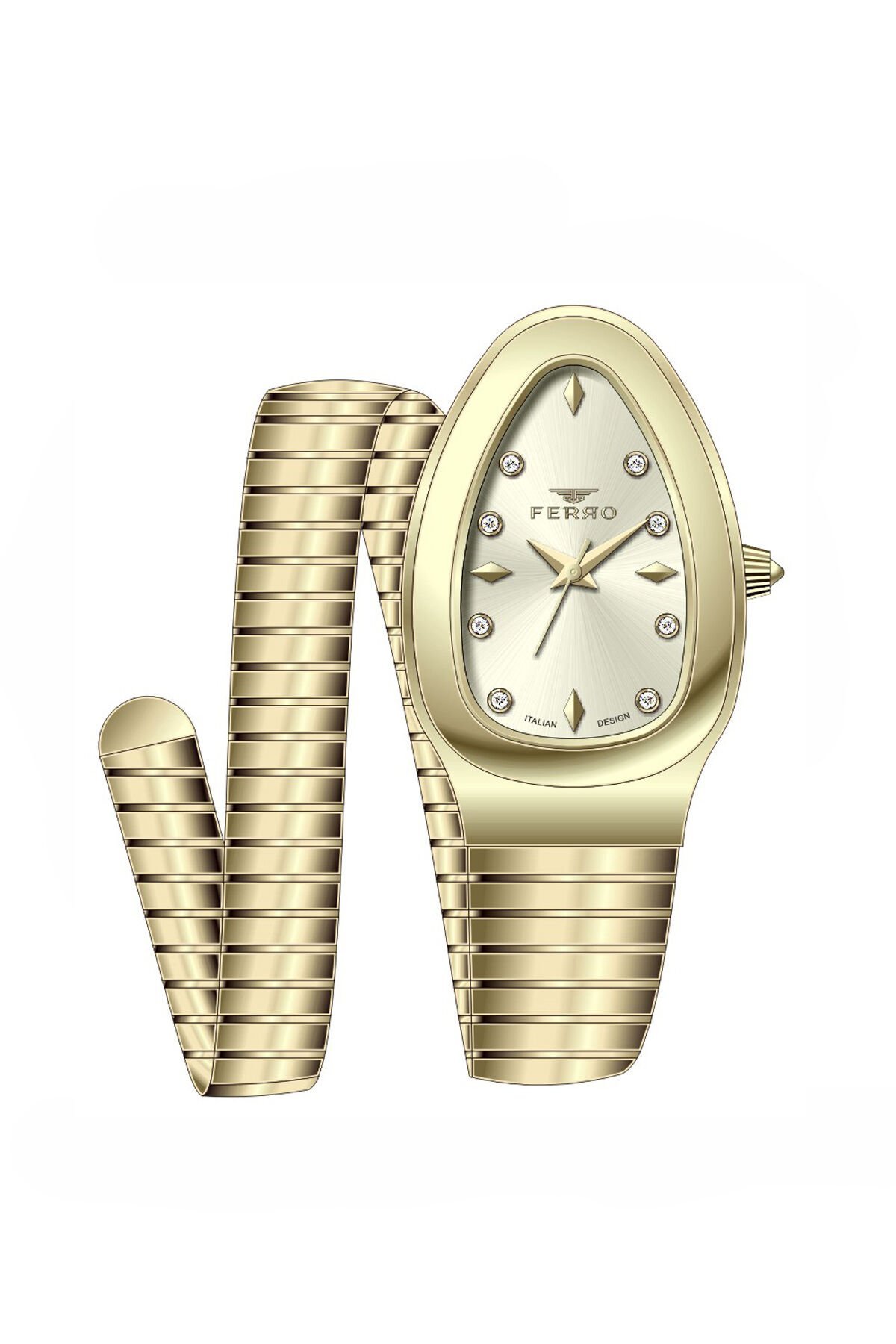 Ferro Sarı Çelik Kordon Kadın Kol Saati FL40165A-B4 3ATM Su Geçirmez 2 Yıl Garantili HediyePaketli