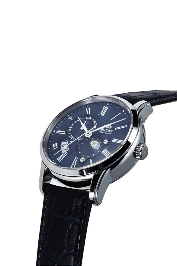 Orient RA-AK0011D30B Sun&Moon Kurmalı Otomatik Deri Lacivert Safir Cam 43 mm Erkek Kol Saati