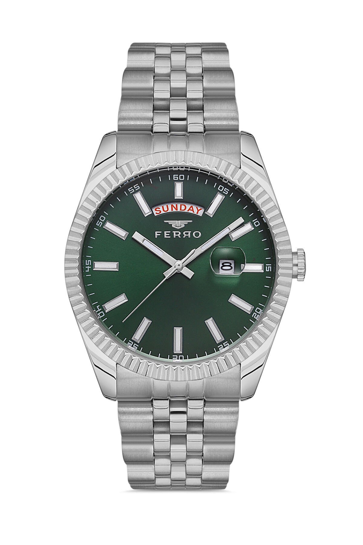 Ferro F11247A-A6 Quartz Çelik Gri Yeşil Kadran 41 mm Erkek Kol Saati