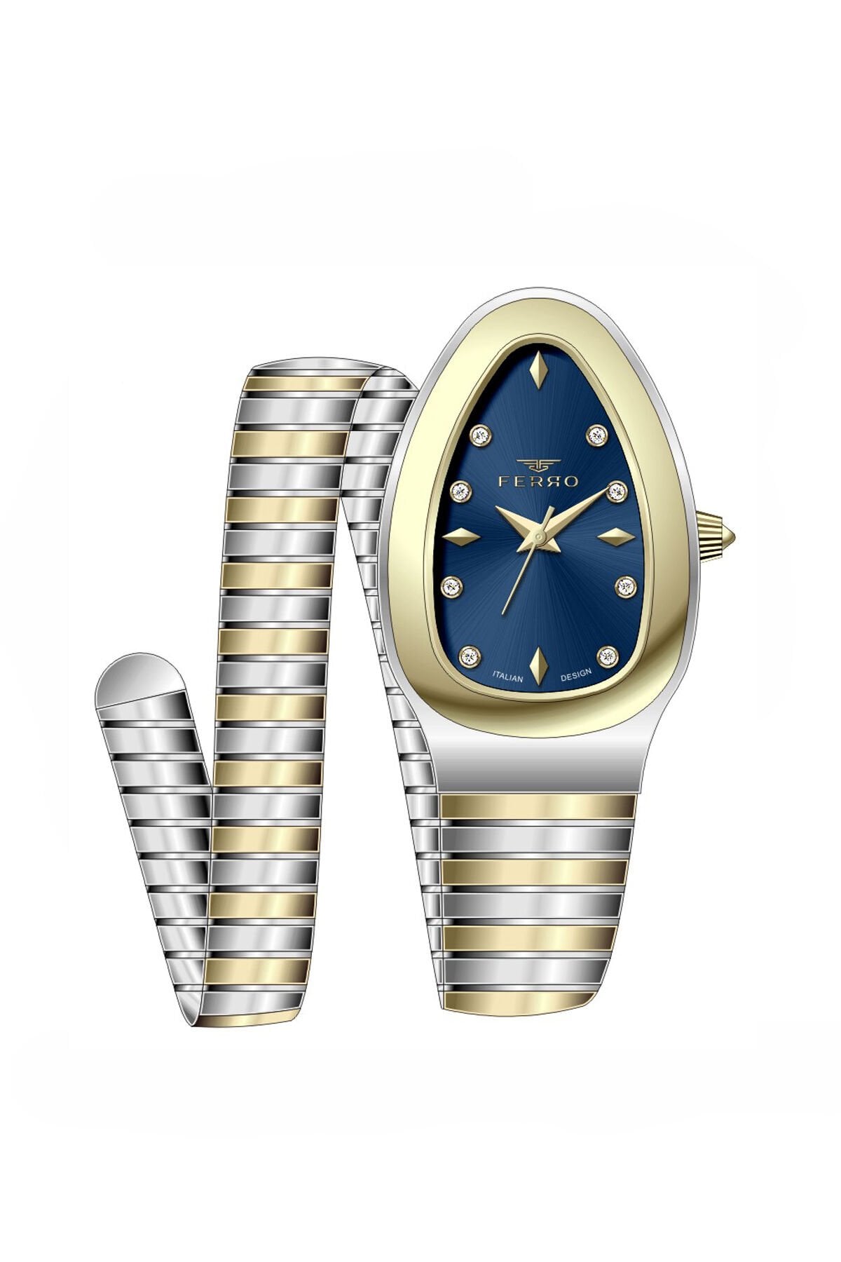 Ferro Sarı ve Gümüş Çelik Kordon Kadın Kol Saati FL40165A-D3 3ATM Su Geçirmez 2 Yıl Garantili