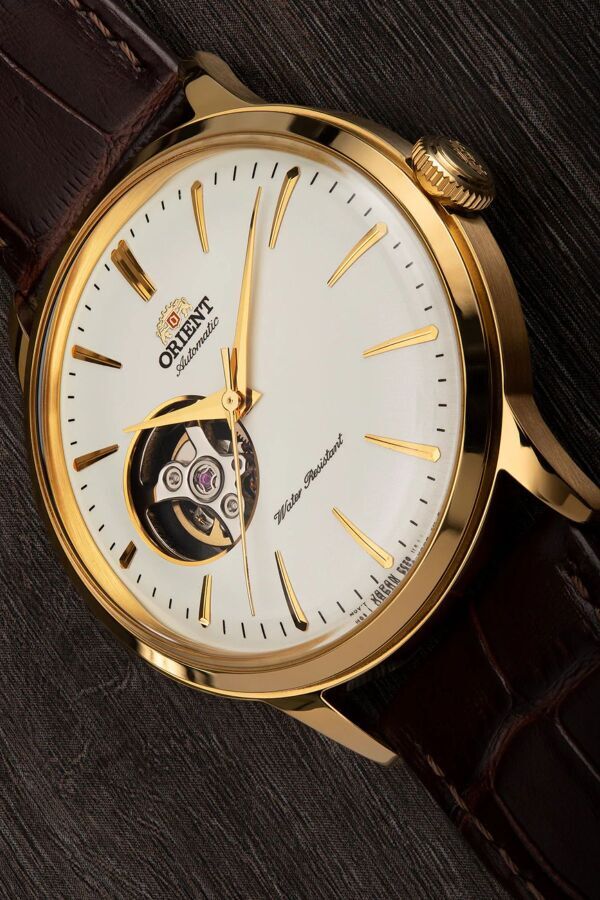 Orinet Bambino RA-AG0003S30B Kurmalı Otomatik Deri Kahverengi Open Heart Beyaz Kadran 41 mm Erkek Kol Saati