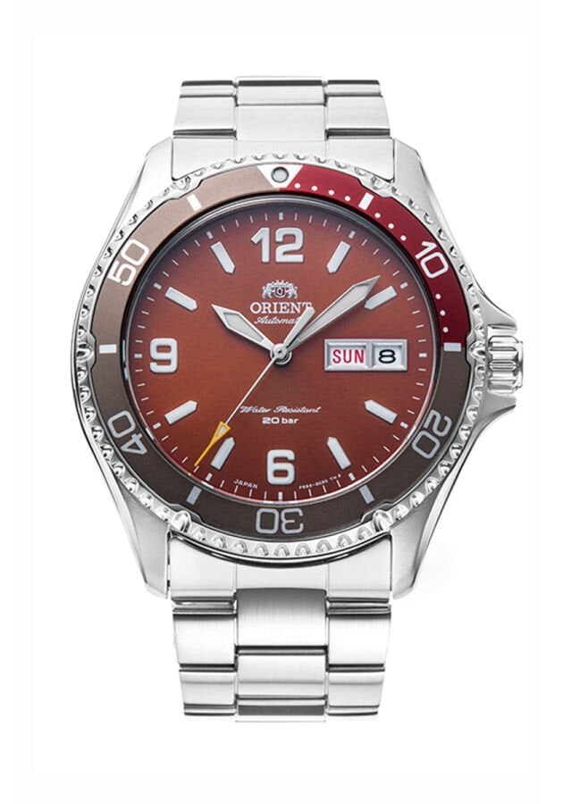 Orient Mako 3 RA-AA0820R39B Kurmalı Otomatik Çelik Gri Bordo Kadran 20 ATM 42 mm Erkek Kol Saati