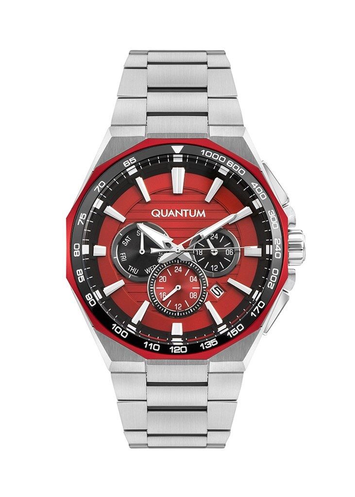 Quantum PWG1056.380 Quartz Çelik Gri Kırmızı Kadran 40 mm Erkek Kol Saati
