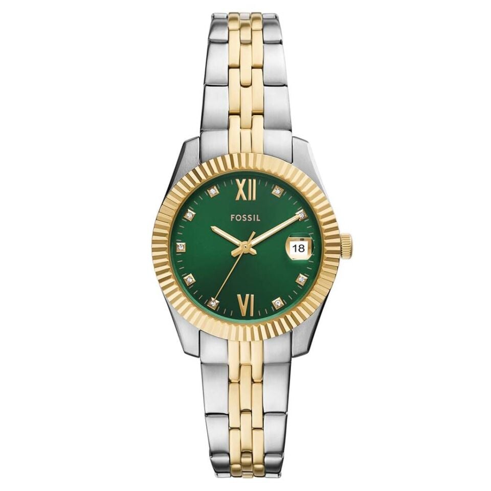 Fossil FES5388 Quartz Çelik Altın/Gri Yeşil Kadran 32 mm Kadın Kol Saati