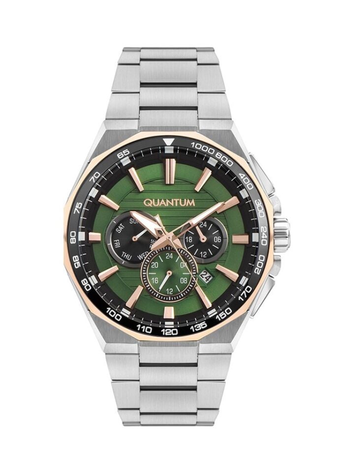 Quantum PWG1056.570 Quartz Çelik Gri Yeşil Kadran 5 ATM 45 mm Erkek Kol Saati