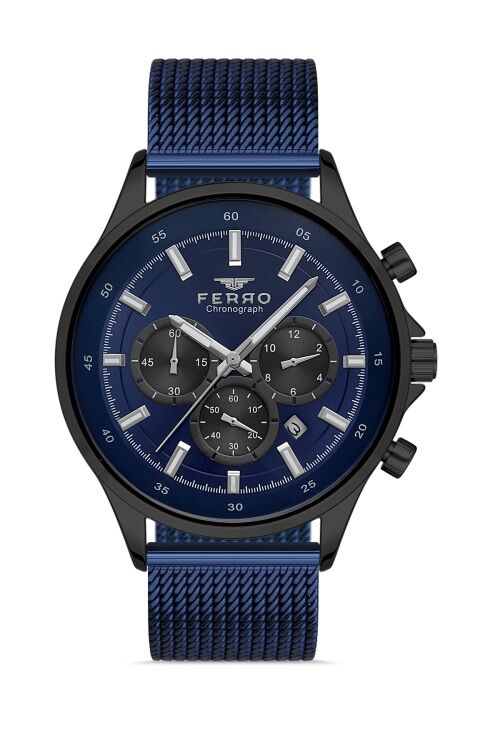 Ferro 45 mm Lacivert Hasır Kordon Erkek Kol Saati