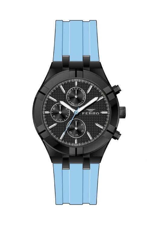 Ferro Turkuaz Silikon Kordon Erkek Kol Saati FM11378D-ZA2 Fonksiyonları Aktif 3ATM Su Geçirmez