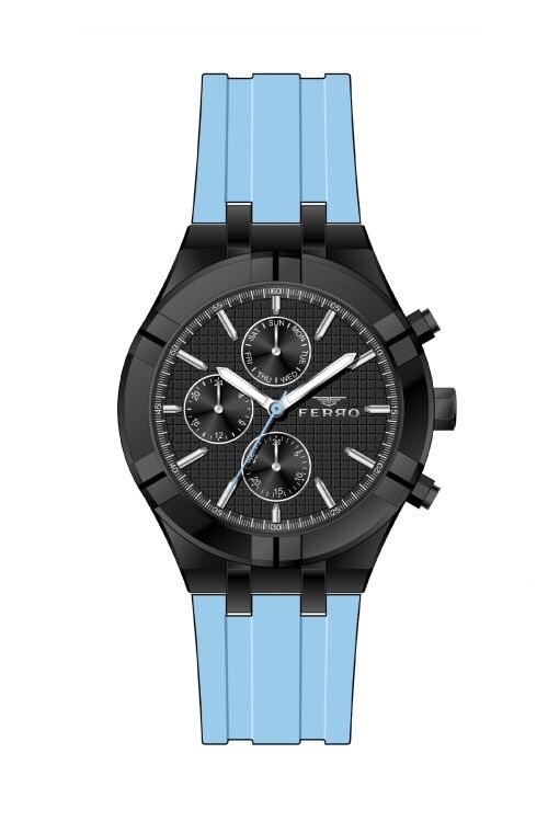 Ferro Turkuaz Silikon Kordon Erkek Kol Saati FM11378D-ZA2 Fonksiyonları Aktif 3ATM Su Geçirmez