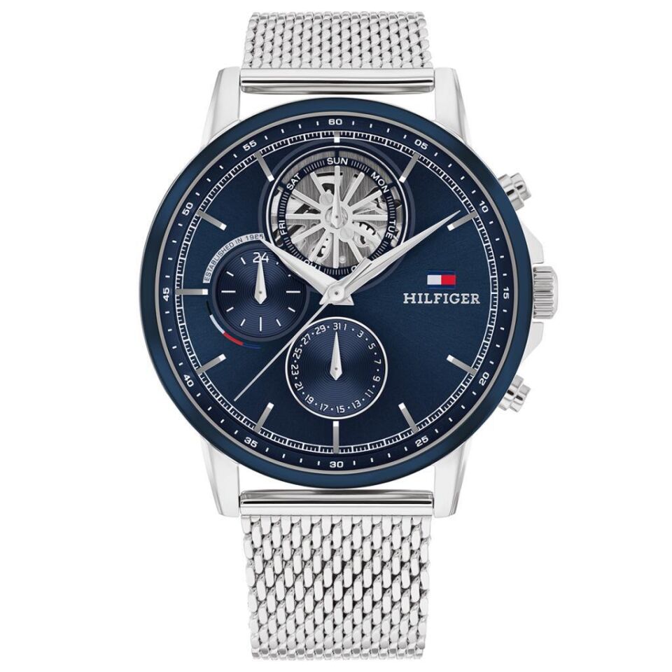 Tommy Hilfiger TH1710609 Quartz Çelik Hasır Gri Lacivert Kadran 44 mm Erkek Kol Saati